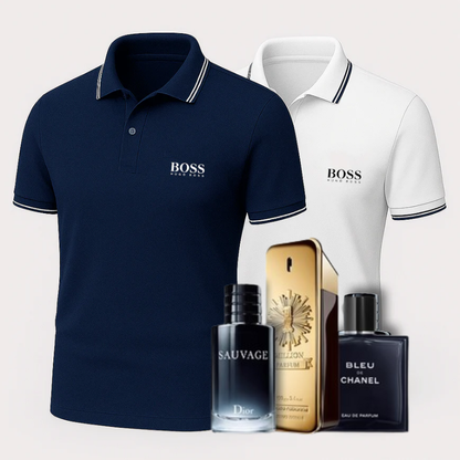 [1 KAUFEN, 2 ERHALTEN] Premiere Polo Shirt Set – 2 Premium-Polos + Gratis Luxusduft