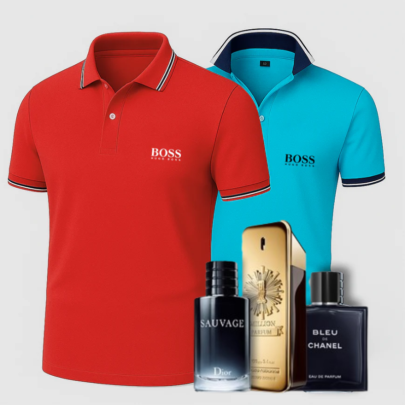 [1 KAUFEN, 2 ERHALTEN] Premiere Polo Shirt Set – 2 Premium-Polos + Gratis Luxusduft