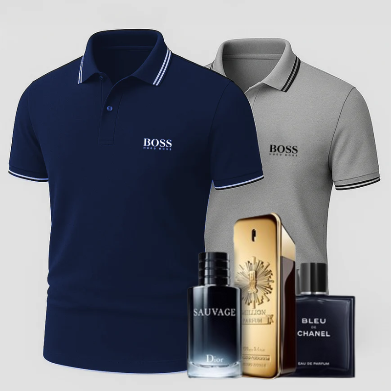 [1 KAUFEN, 2 ERHALTEN] Premiere Polo Shirt Set – 2 Premium-Polos + Gratis Luxusduft