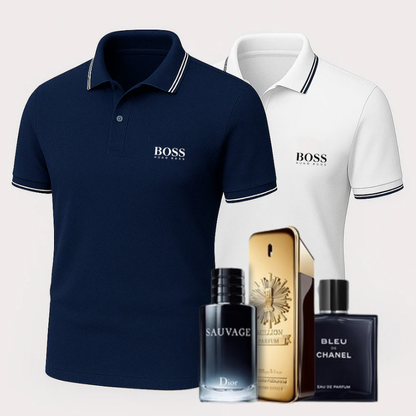 [1 KAUFEN, 2 ERHALTEN] Premiere Polo Shirt Set – 2 Premium-Polos + Gratis Luxusduft