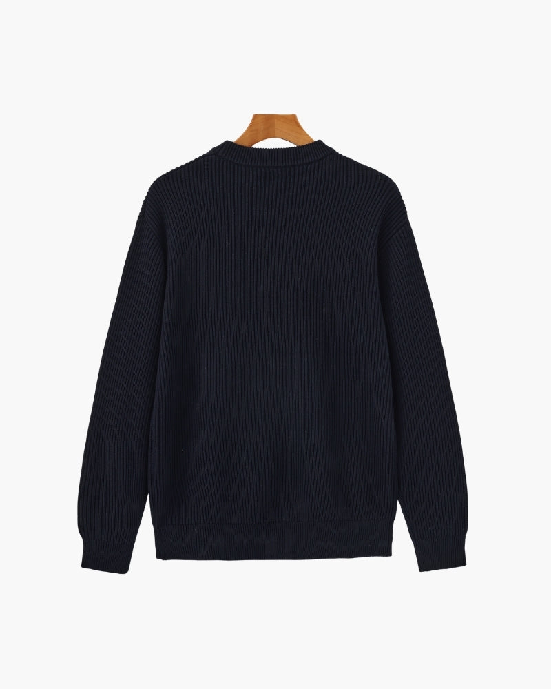 Ribbed Crew Neck Strickpullover