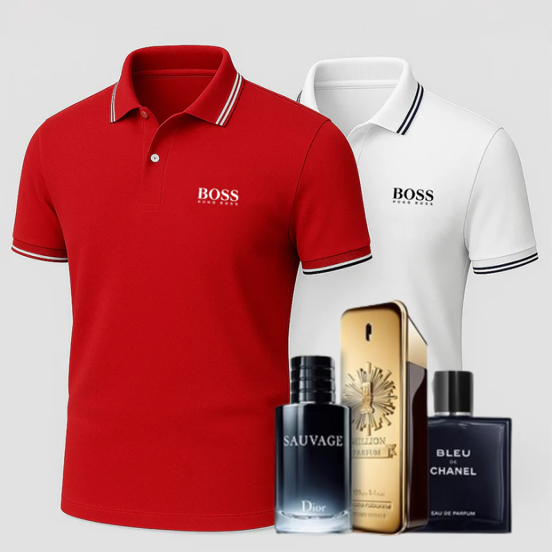 [1 KAUFEN, 2 ERHALTEN] Premiere Polo Shirt Set – 2 Premium-Polos + Gratis Luxusduft