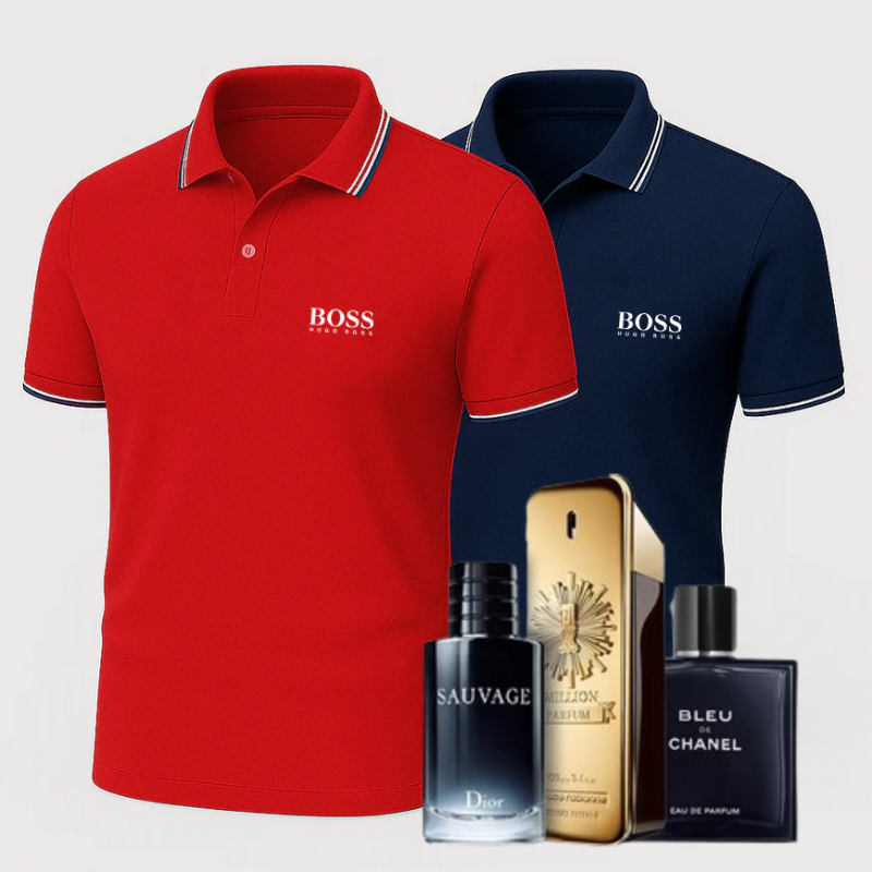 [1 KAUFEN, 2 ERHALTEN] Premiere Polo Shirt Set – 2 Premium-Polos + Gratis Luxusduft