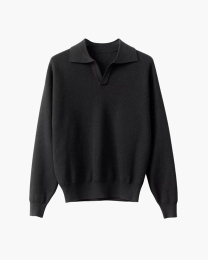Textured Knit Polo Strickpullover