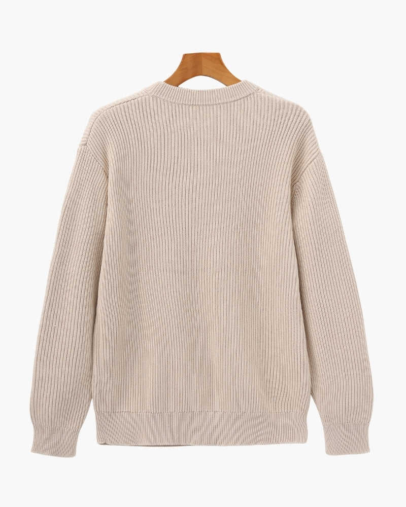 Ribbed Crew Neck Strickpullover