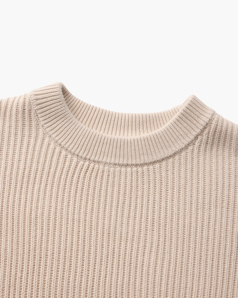Ribbed Crew Neck Strickpullover