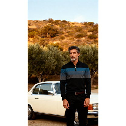 Sylvar - Stretchstrick-Viertelreißverschluss-Pullover