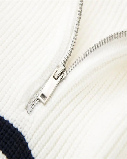 Striped Zip-Up Strickpullover