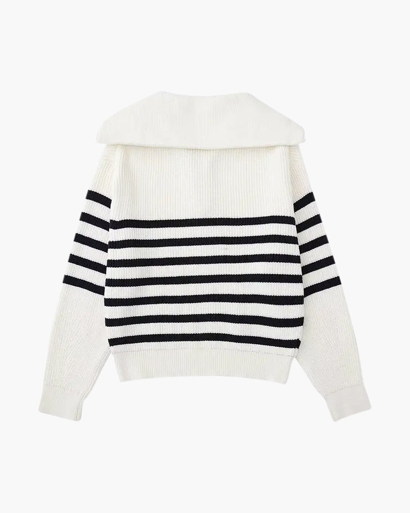Striped Zip-Up Strickpullover