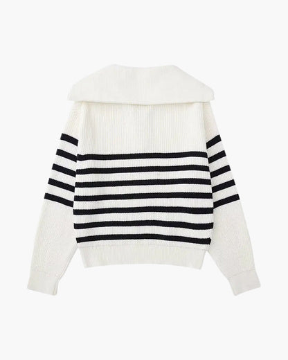 Striped Zip-Up Strickpullover